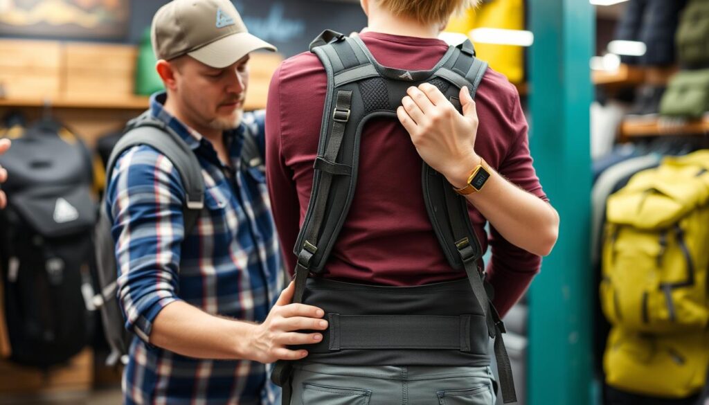 Person-beim-Anprobieren-eines-Rucksacks-fuer-Backpacking-Urlaub-1024x585 Meine 10 Besten Rucksäcke für einen Backpacking Urlaub