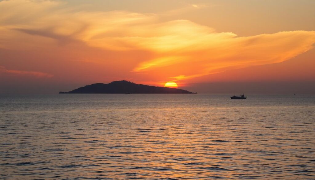 Sonnenuntergang-ueber-dem-Mittelmeer-mit-Silhouette-einer-Insel-am-Horizont-1024x585 Top 10 Mittelmeerinseln für deinen Urlaub