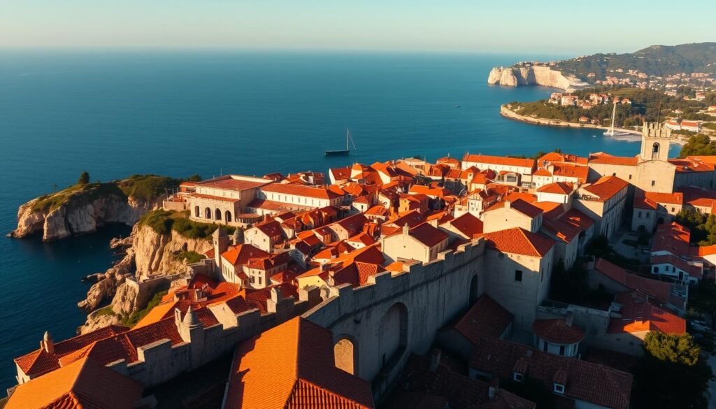 A-stunning-panoramic-view-of-the-ancient-Dubrovnik-city-walls-casting-long-shadows-on-the-1024x585 Kroatien Rundreise: Entdecke die Schönheit Kroatiens